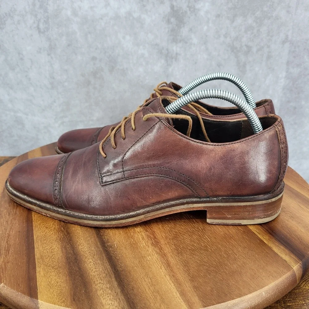 Cole Haan Air Oxford Shoes Mens 8 M Brown Leather‎ Jefferson Cap Toe Dress Shoes